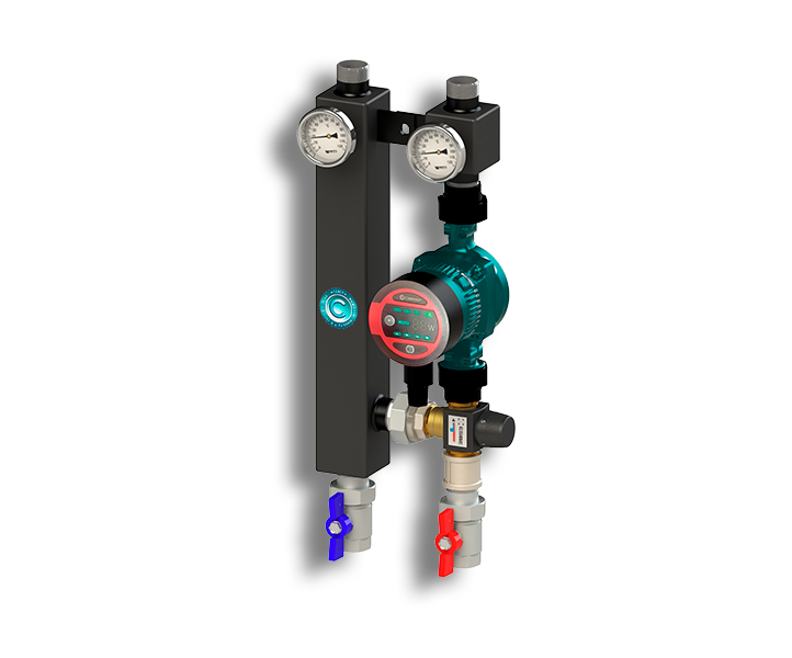 Гидрострелка Гидроразделитель Насосная группа с термостатическим смесительным клапаном Север TS Smart 254