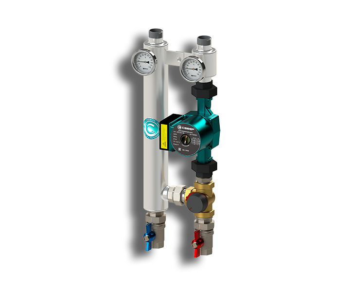 Гидрострелка Гидроразделитель Насосная группа с трехходовым смесительным клапаном Север RS 254