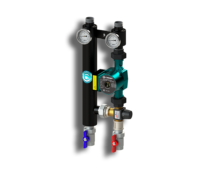 Гидрострелка Гидроразделитель Насосная группа с термостатическим смесительным клапаном Север RTS 254